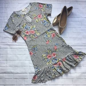 NWOT Juniors Stripe and Floral Dress